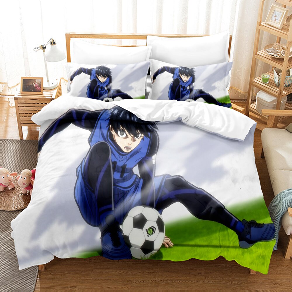 3D Bluelock Football Junior Japanese Cartoon Bedding Set Duvet Cover With Pillow Cover Bedroom Decoration Bed 1 - Blue Lock Plush