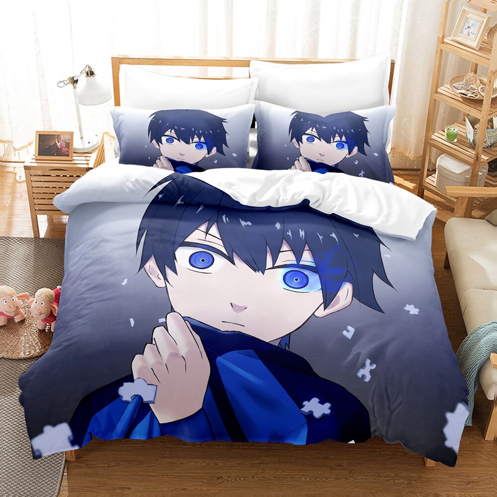 3D Bluelock Football Junior Japanese Cartoon Bedding Set Duvet Cover With Pillow Cover Bedroom Decoration Bed 3 - Blue Lock Plush