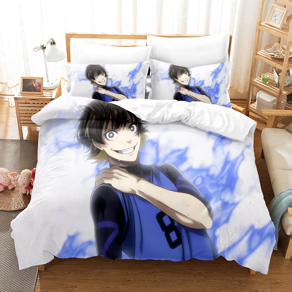 3D Bluelock Football Junior Japanese Cartoon Bedding Set Duvet Cover With Pillow Cover Bedroom Decoration Bed 4 - Blue Lock Plush