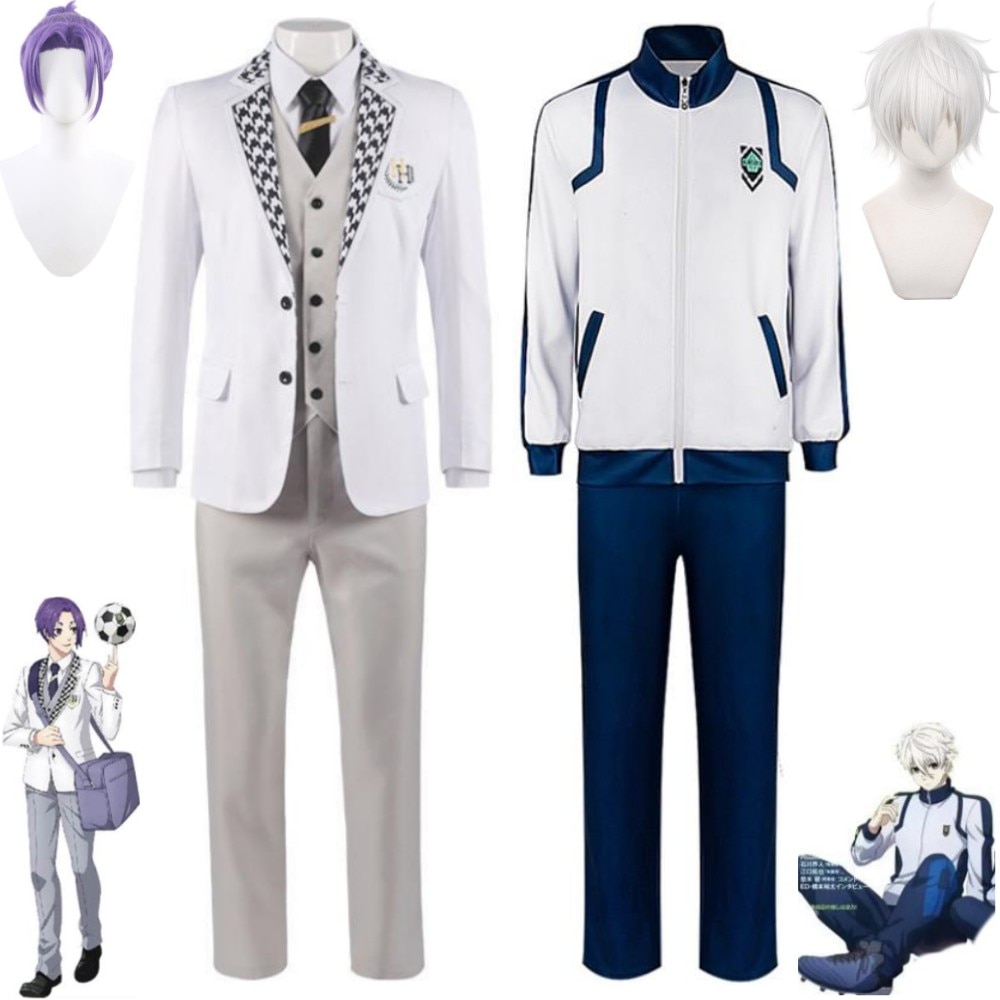 Anime BLUE LOCK BLUELOCK Seishiro Nagi Reo Mikage Cosplay Costume Wig White School Uniform Athletic Wear - Blue Lock Plush